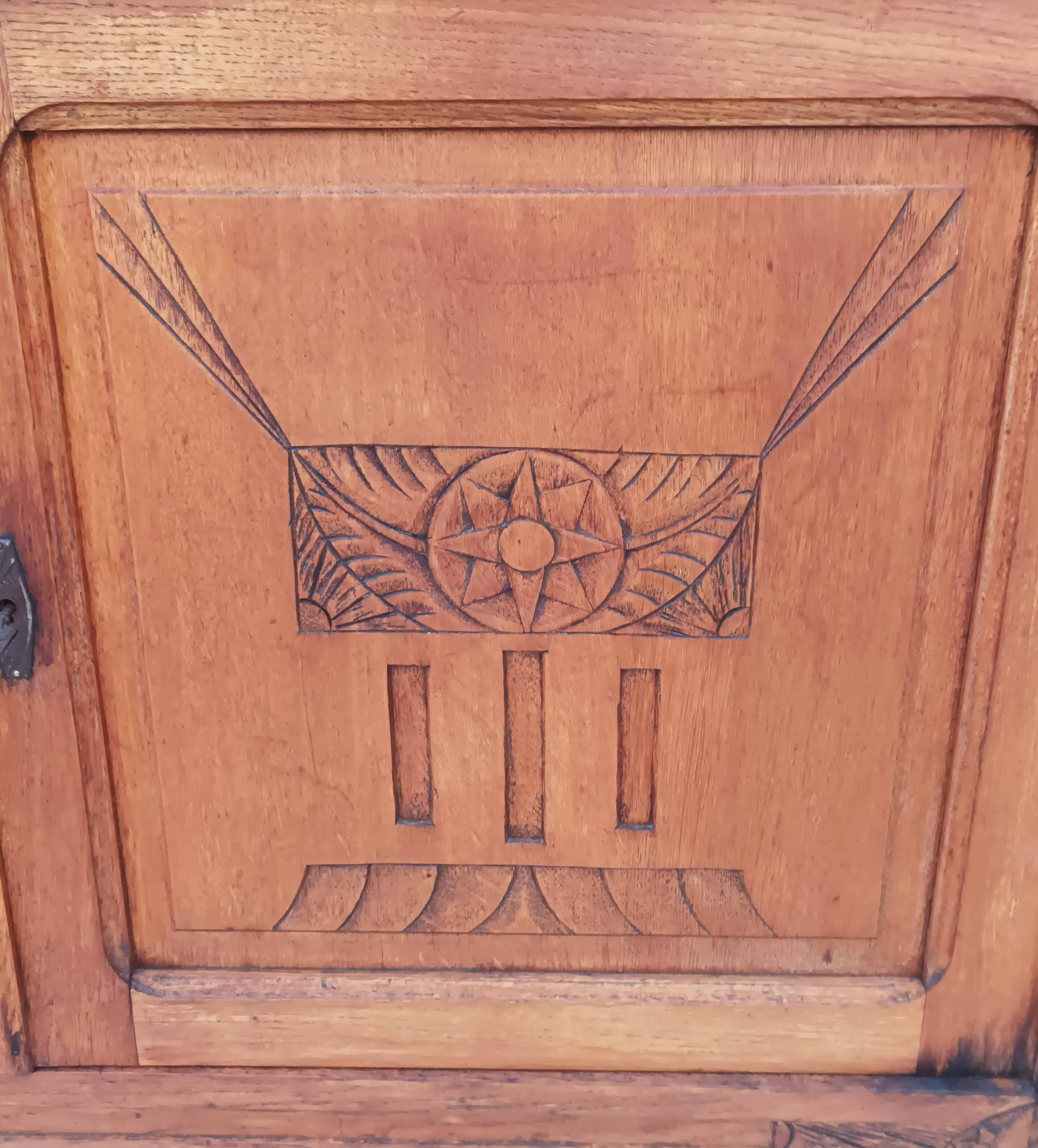 Art Deco period carved oak sideboard