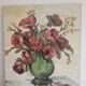 Oil on Canvas Knife Painting Still Life Flowers Poppies Signed M