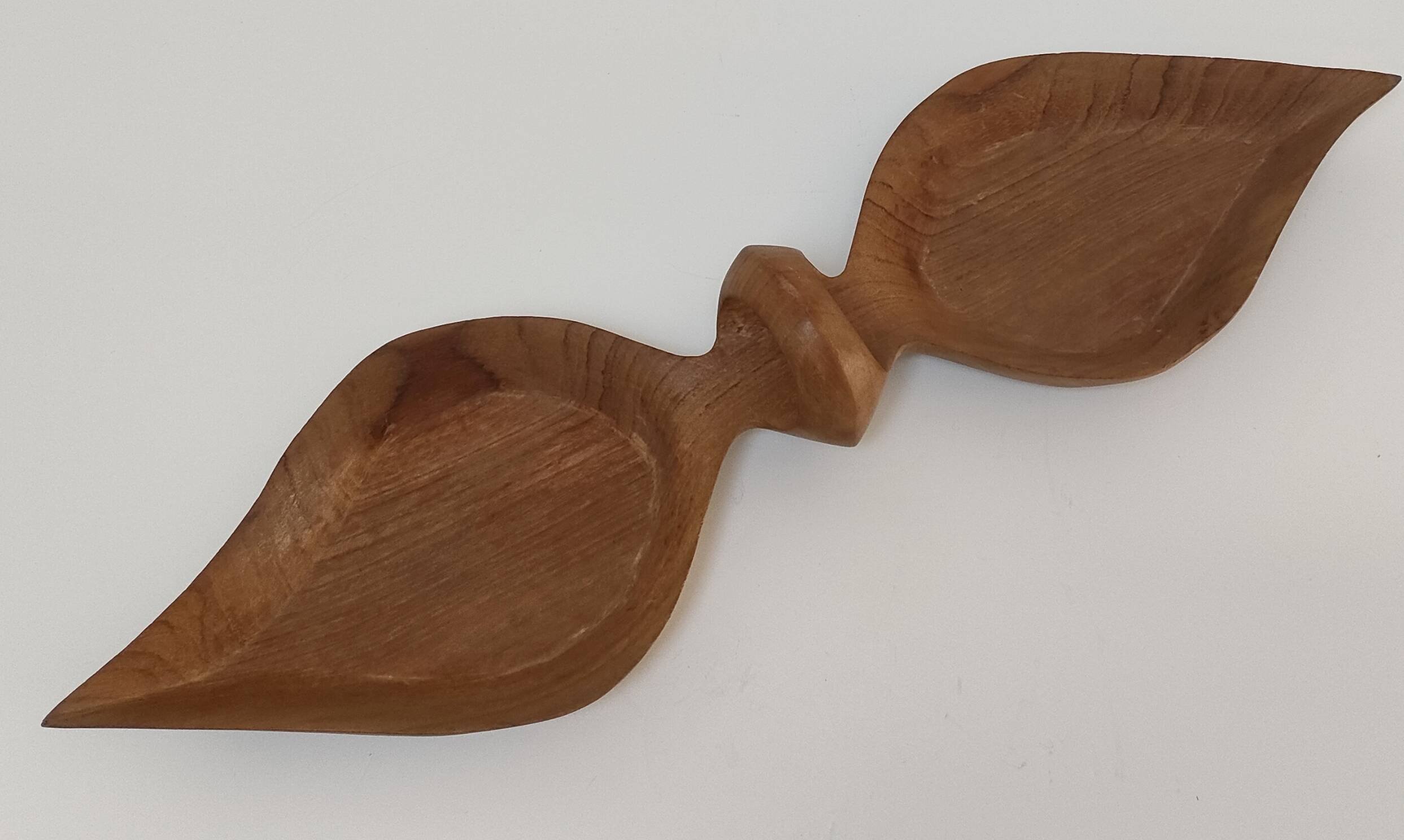 Vintage sculptural wooden pocket tray