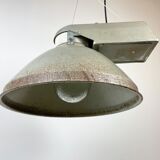 Industrial Factory Pendant Lamp with Frosted Glass Cover, 1970s
