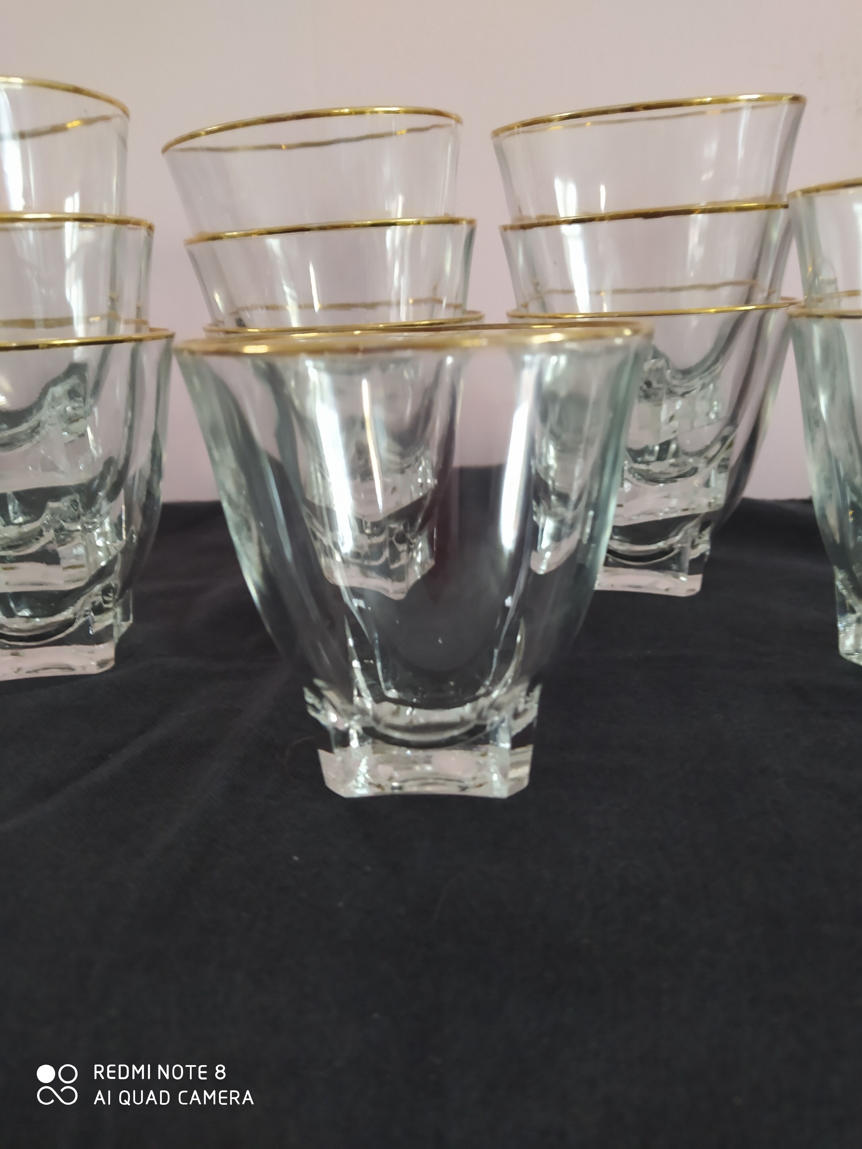 Series of 12 vintage wine glasses