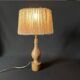Philippe Capelle vintage 1970s table lamp in turned wood with rope shade