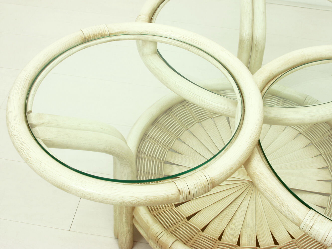 German rattan & glass coffee table by Flechtatelier Schütz - 1970s