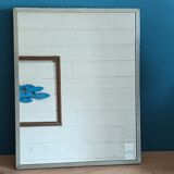 Barber mirror surround patinated chromed metal