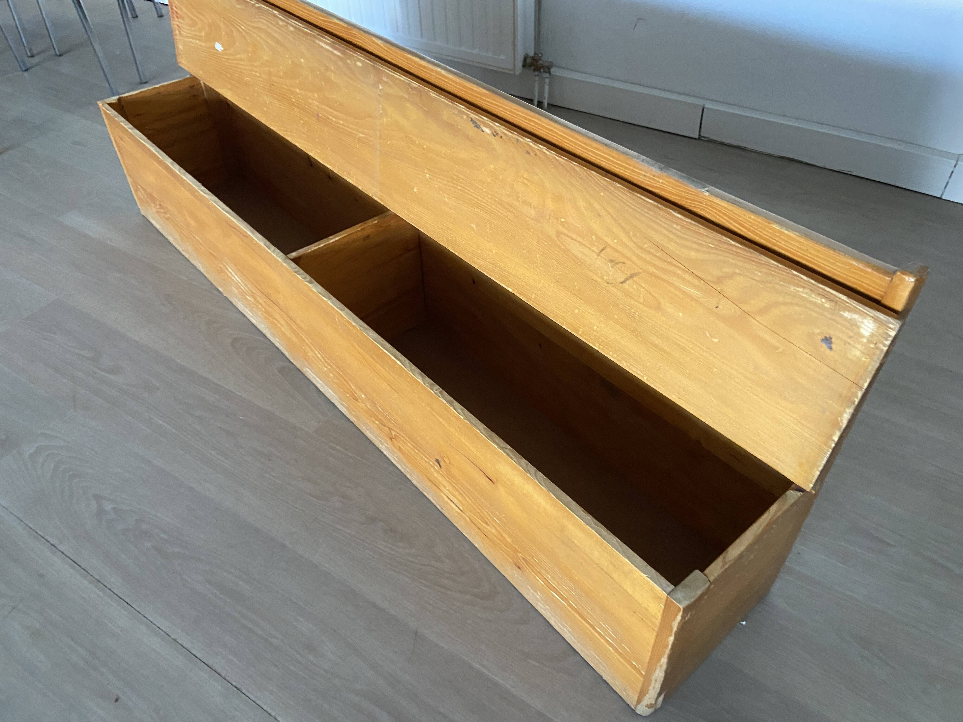 Vintage nursery school chest bench 1980s in pine