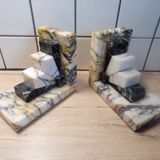 Pair of art deco marble bookends