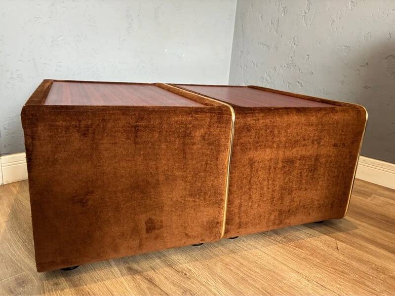 Ruf International Nightstands – Pair Mirrored Bedside Tables 1970s