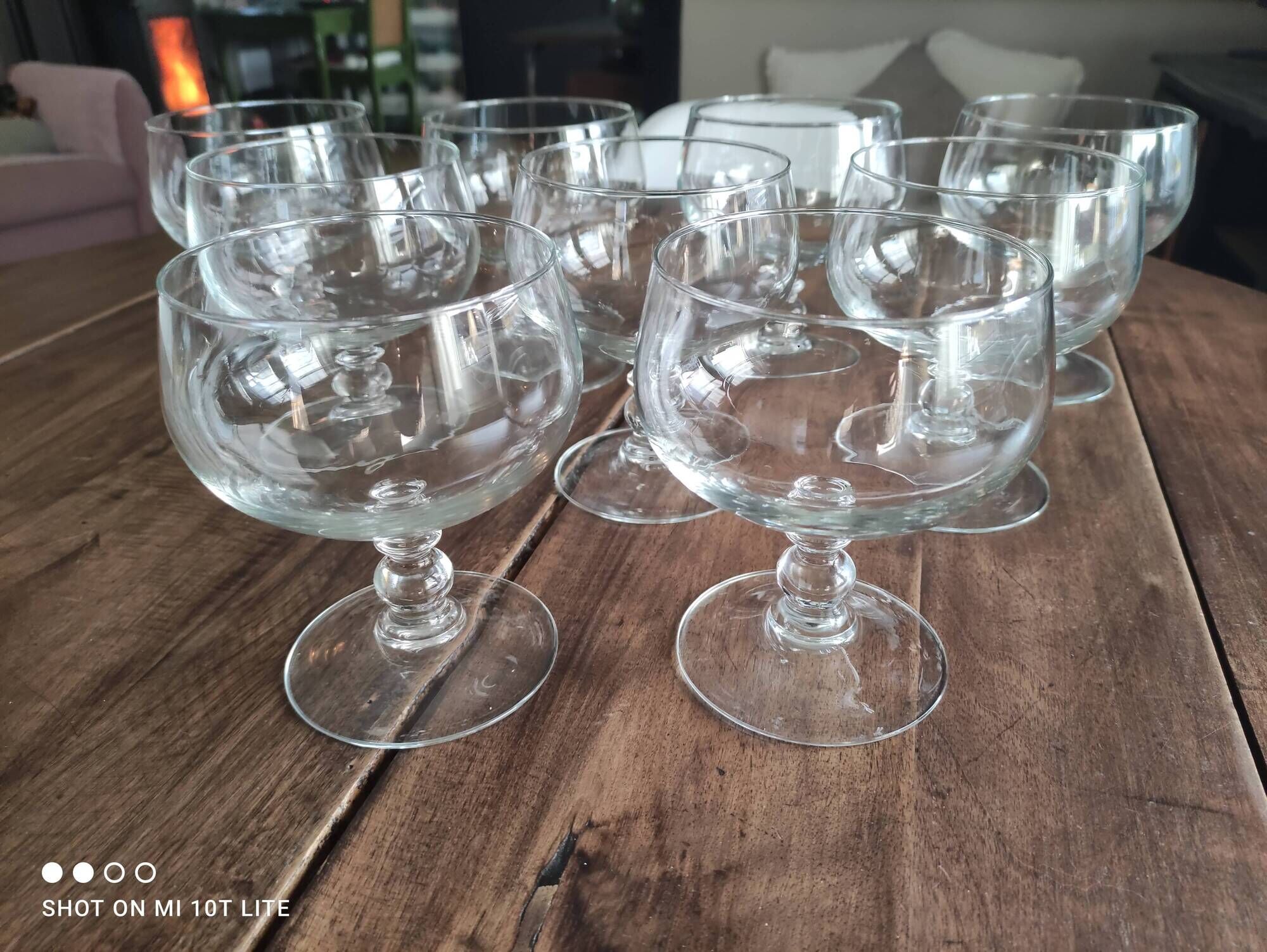 Set of 9 dessert cups, ice cream or crystalline fruit salad