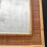 Rattan and bamboo mirror Dal Vera Italy 1960s