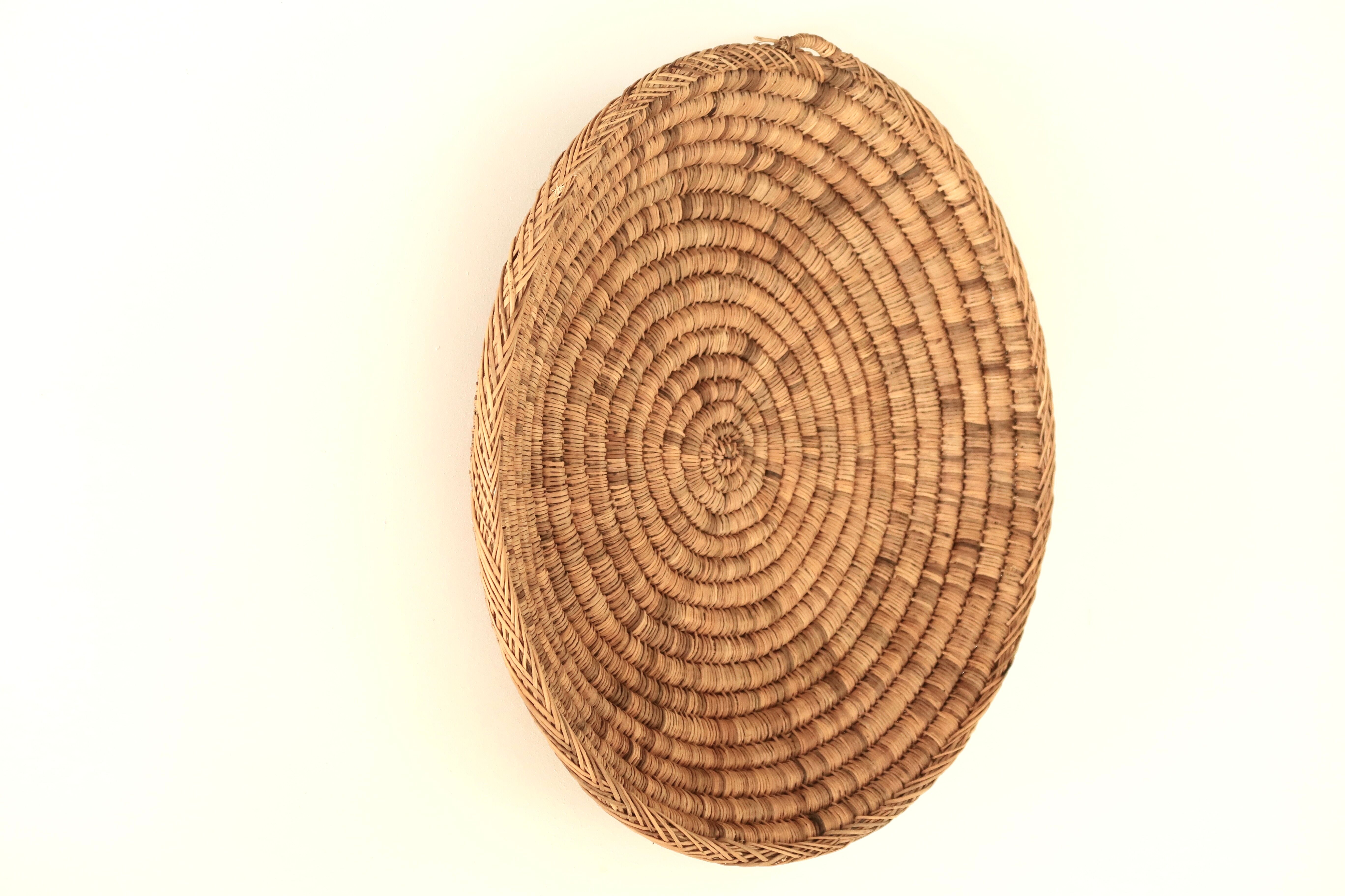 Braided round basket or wall decoration, 70s
