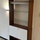 Modular Wall System in Wood Veneer, White Laminate, Glass and