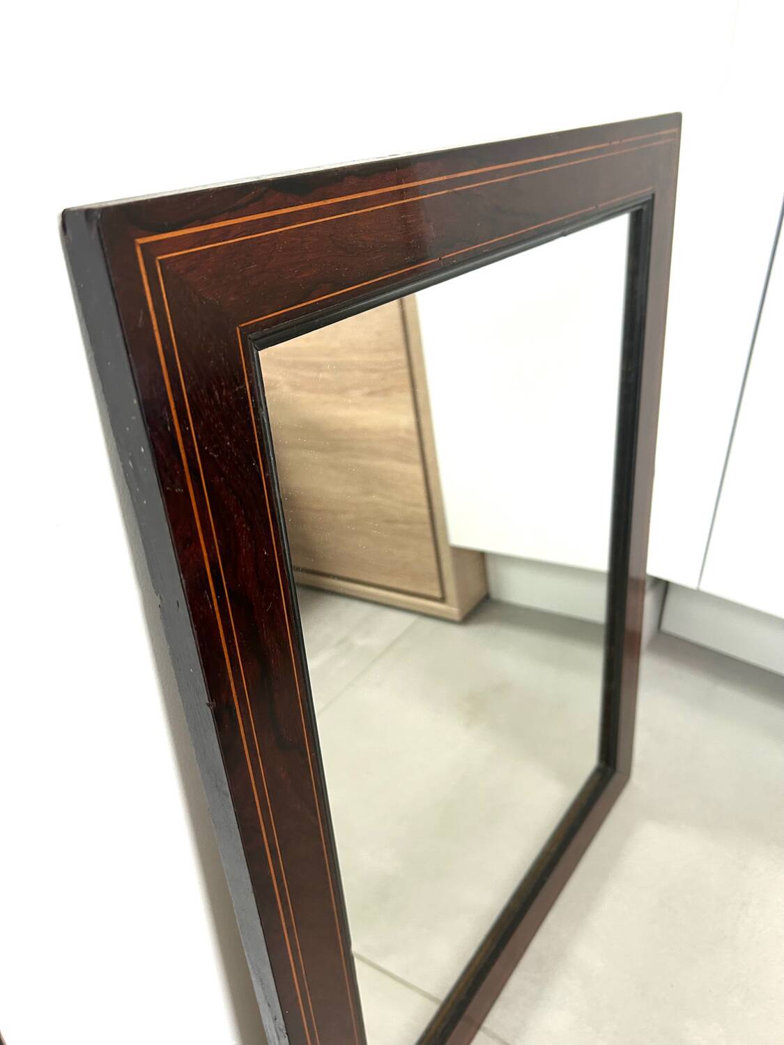 Art Deco rosewood and brass mirror