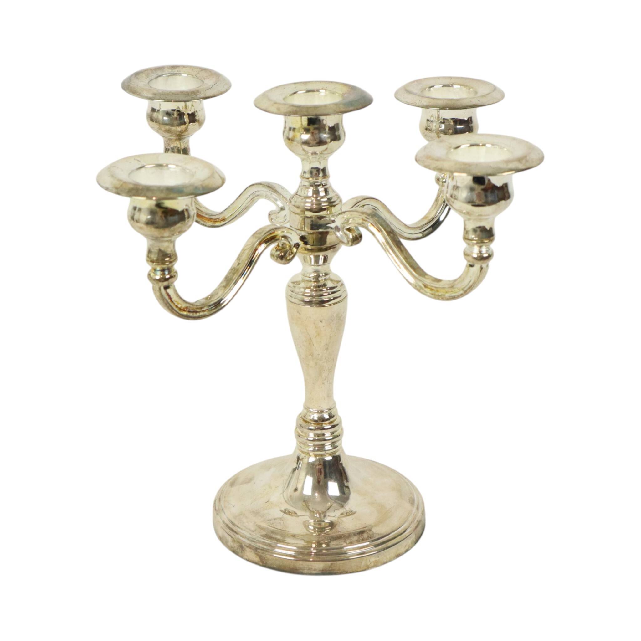 Vintage Candlestick Silver-Plated Metal Adjustable 20cm