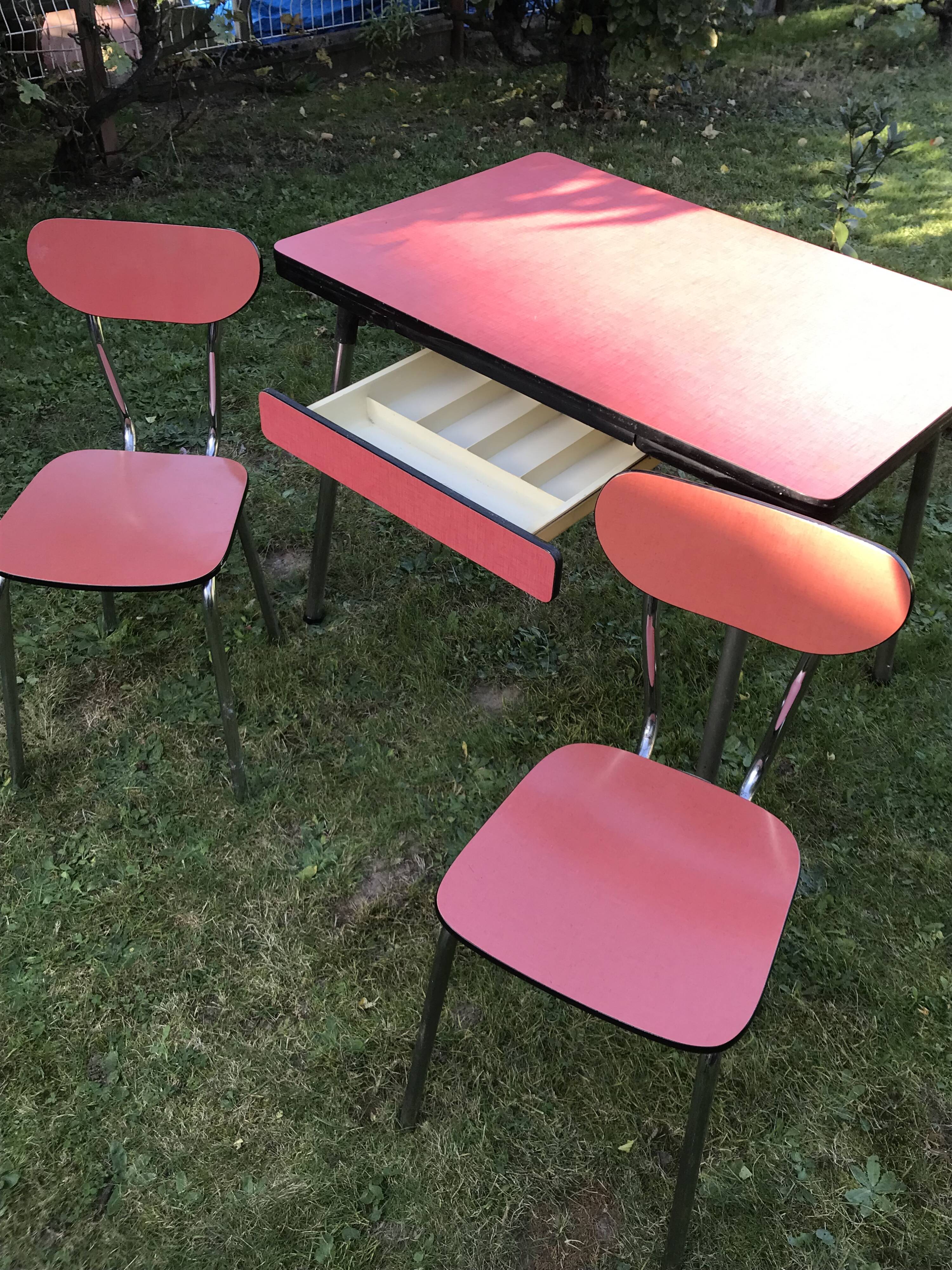 Red formica table