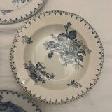 4 deep plates in Sarreguemines iron clay model Flore.