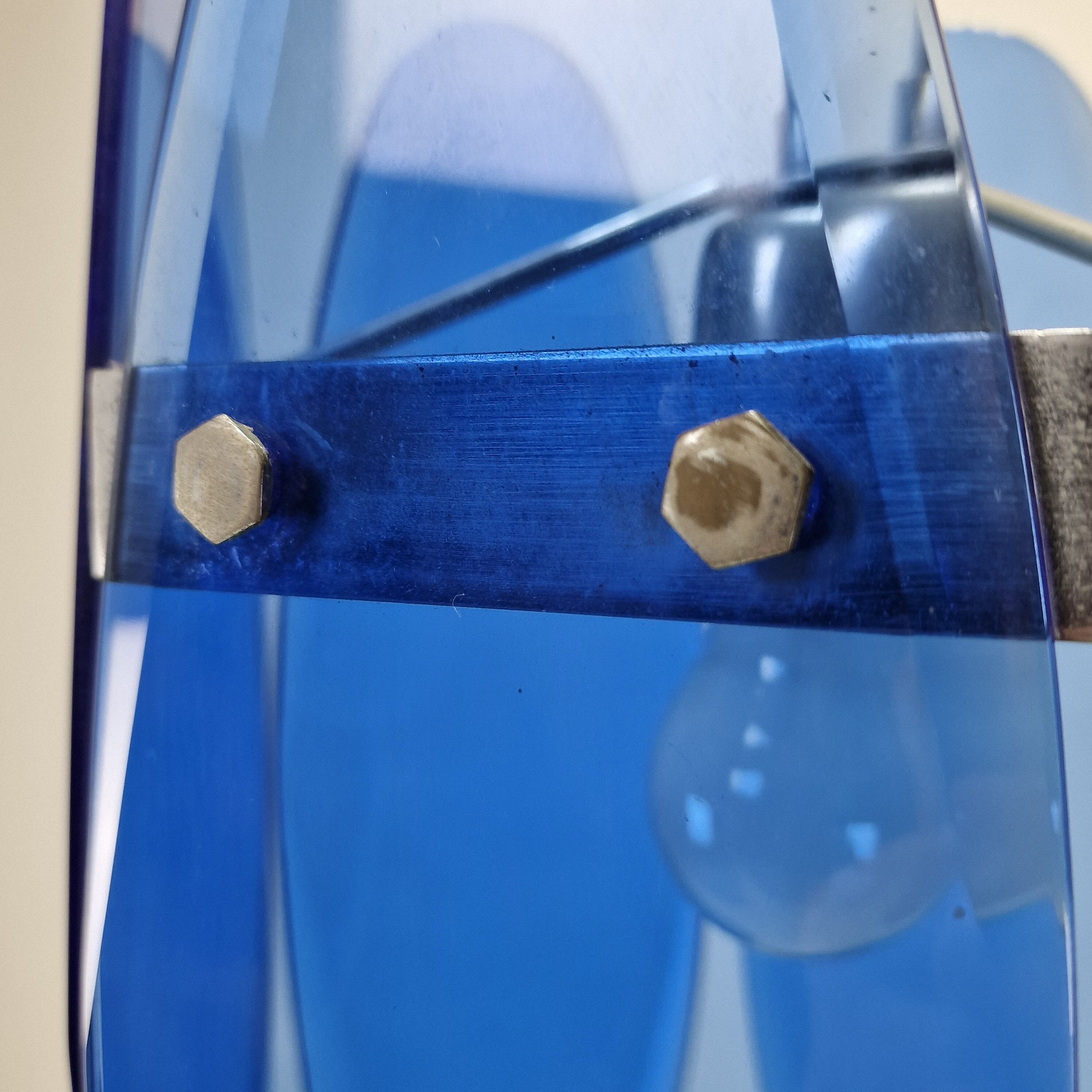 Blue Glass Chandelier or Pendant by Veca, Italy 1970's