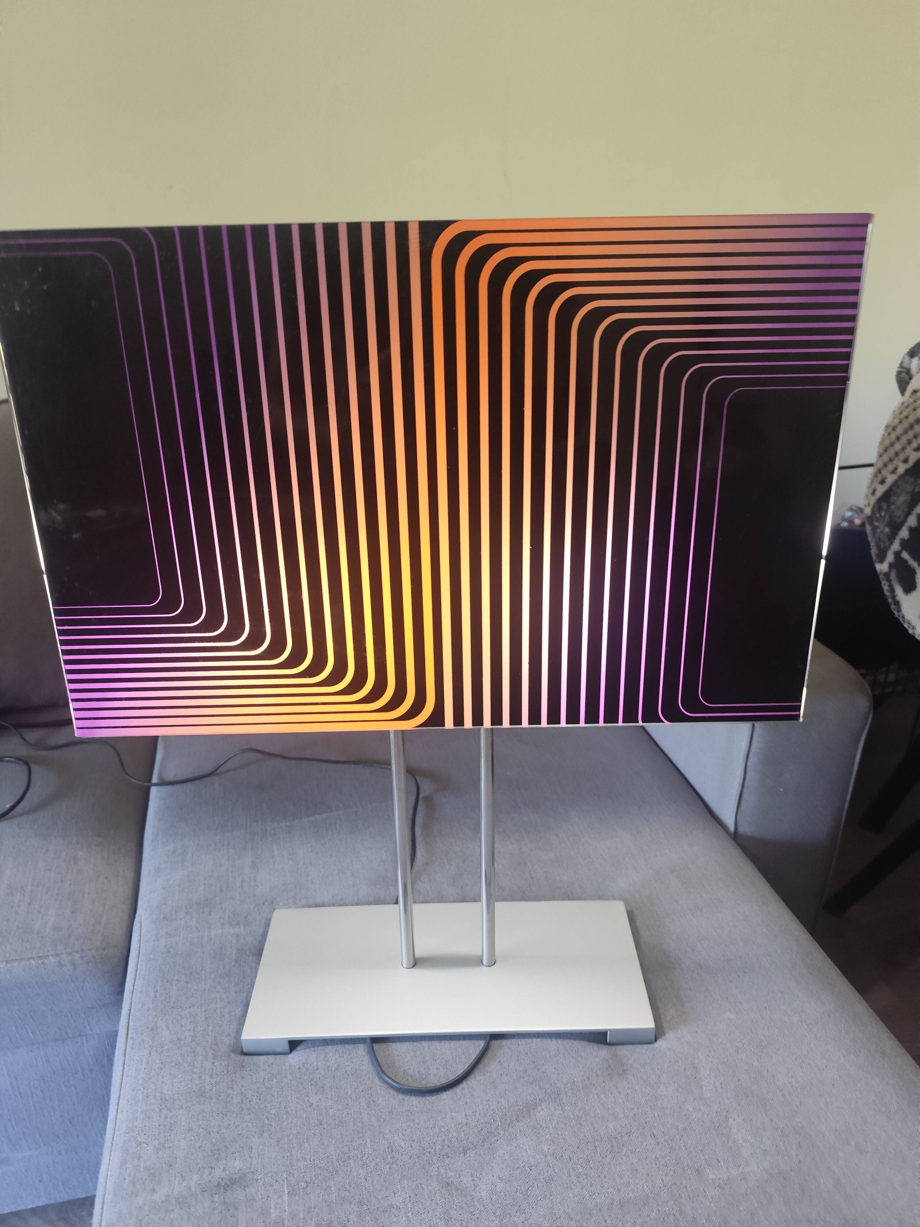 Lamp op art kinetic movement Vasarely Cruz Diez plexiglass and metal