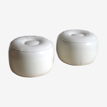 Pair of inflatable poufs 70s