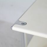 Coffee table in lacquered steel "cream", double trays, France, circa 1970