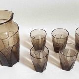 Orangeade or lemonade service Pitcher + 6 Art Deco glasses