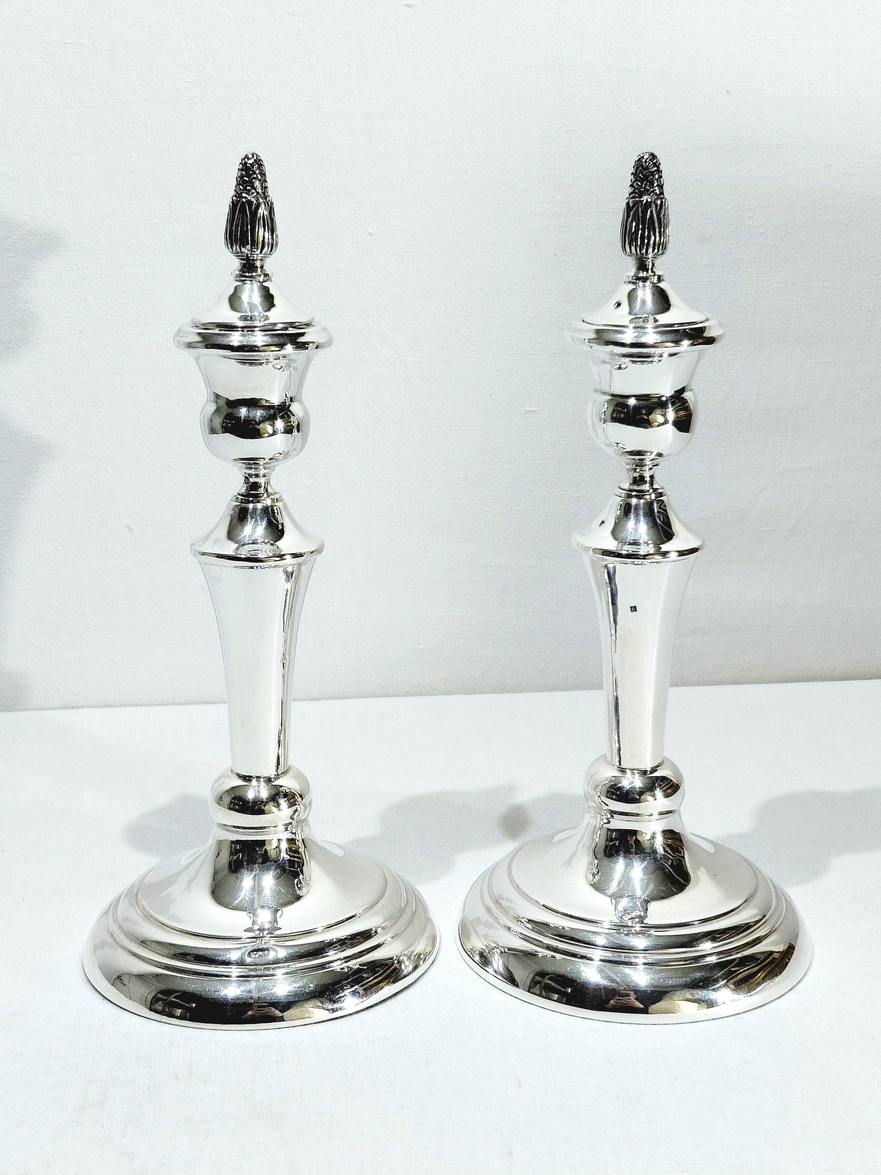Pair of Silver Candle Holders Egypt