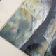 Original watercolor by Carani church in the mountains. Signed