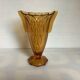 Antique vase with butterfly wing handles, moulded yellow glass, Art Deco.