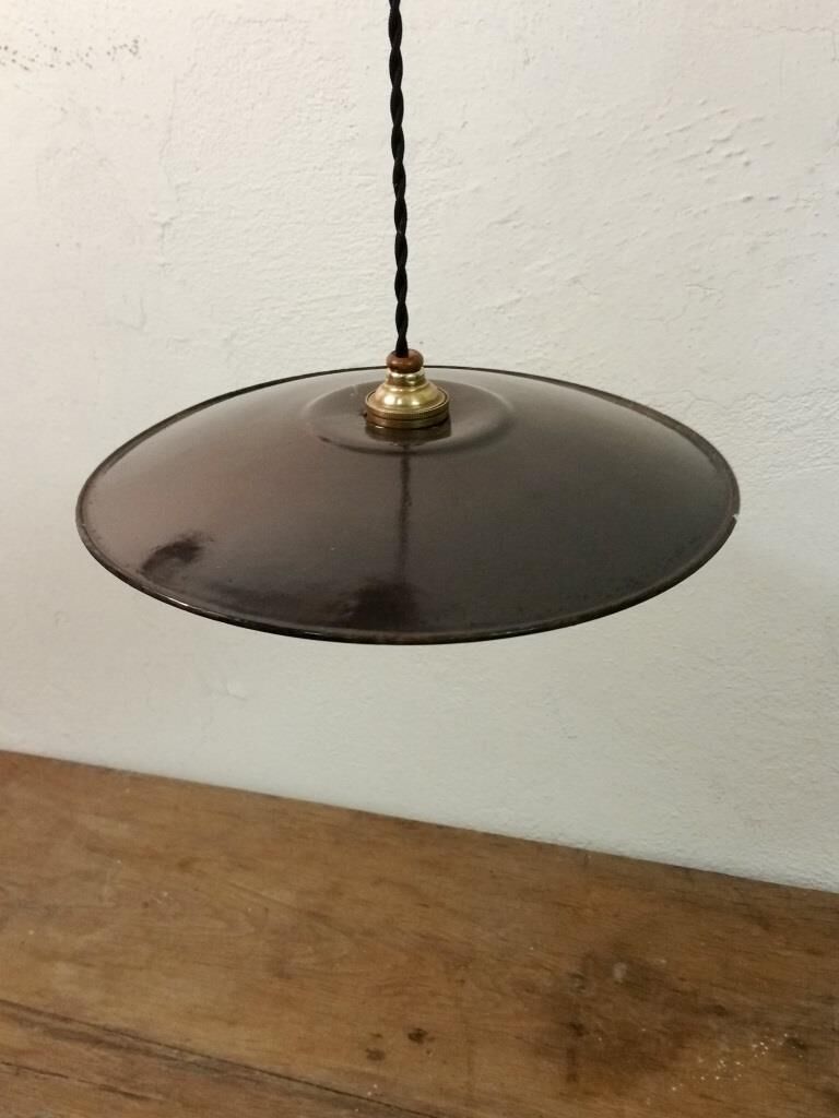 Hanging lamp in black enamelled plate