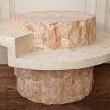 Magnussen Ponte, 1980 brutalist fossil stone coffee table