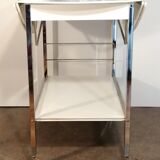 Chrome and white server with folding sides, vintage, 1970