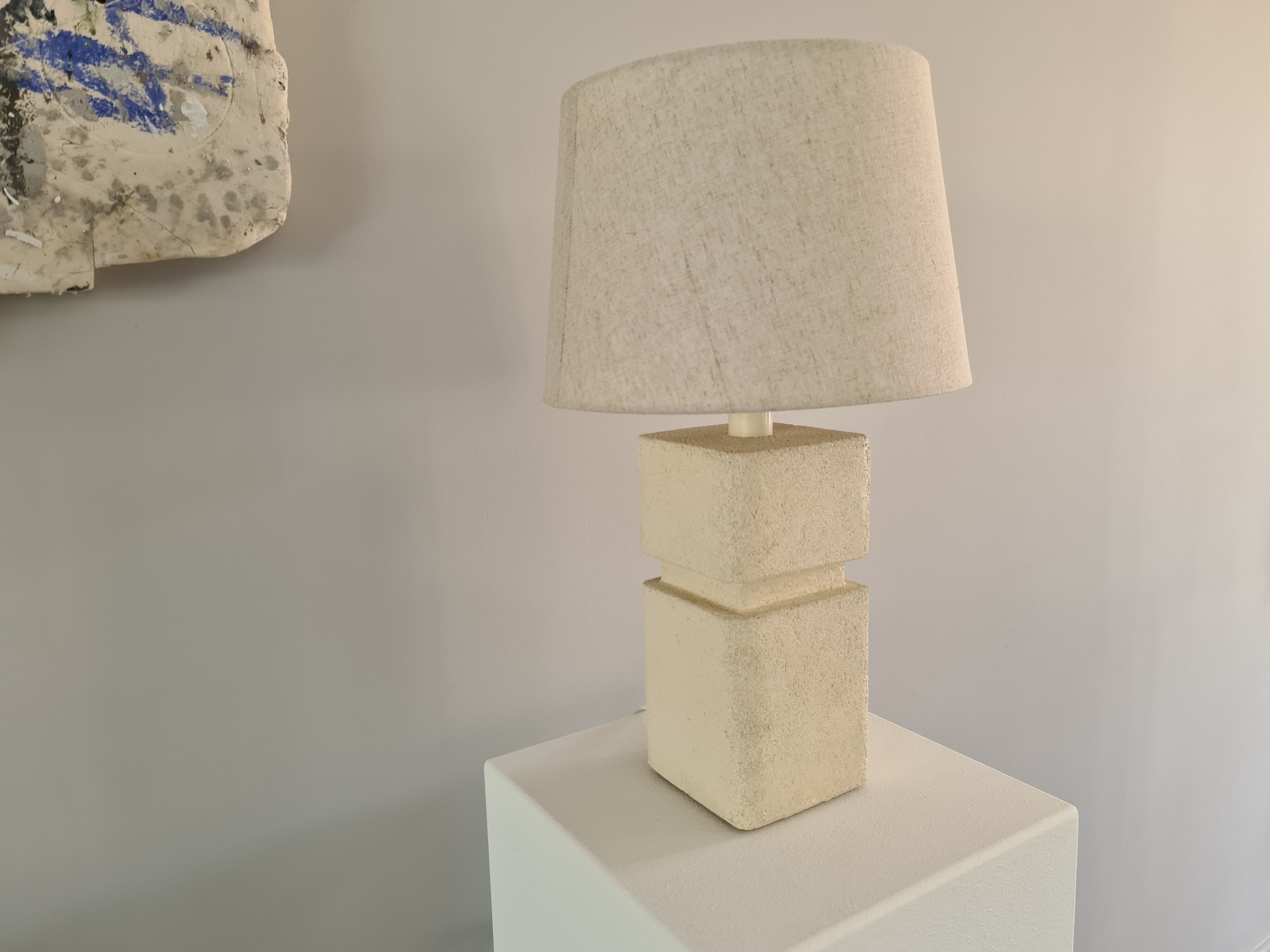 French sculpture lamp in white stone 60
