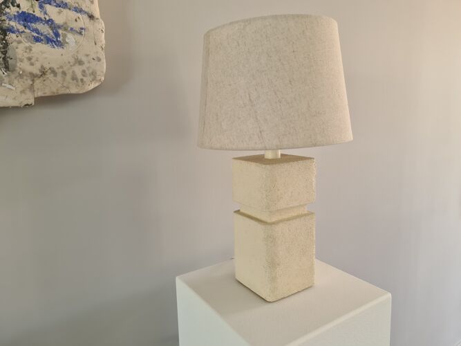 Lampe sculpture française en pierre blanche années 60