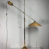 Italian Adjustable Floor Lamp in Pencil Reed, Bamboo, Rattan and Brass, 1970s