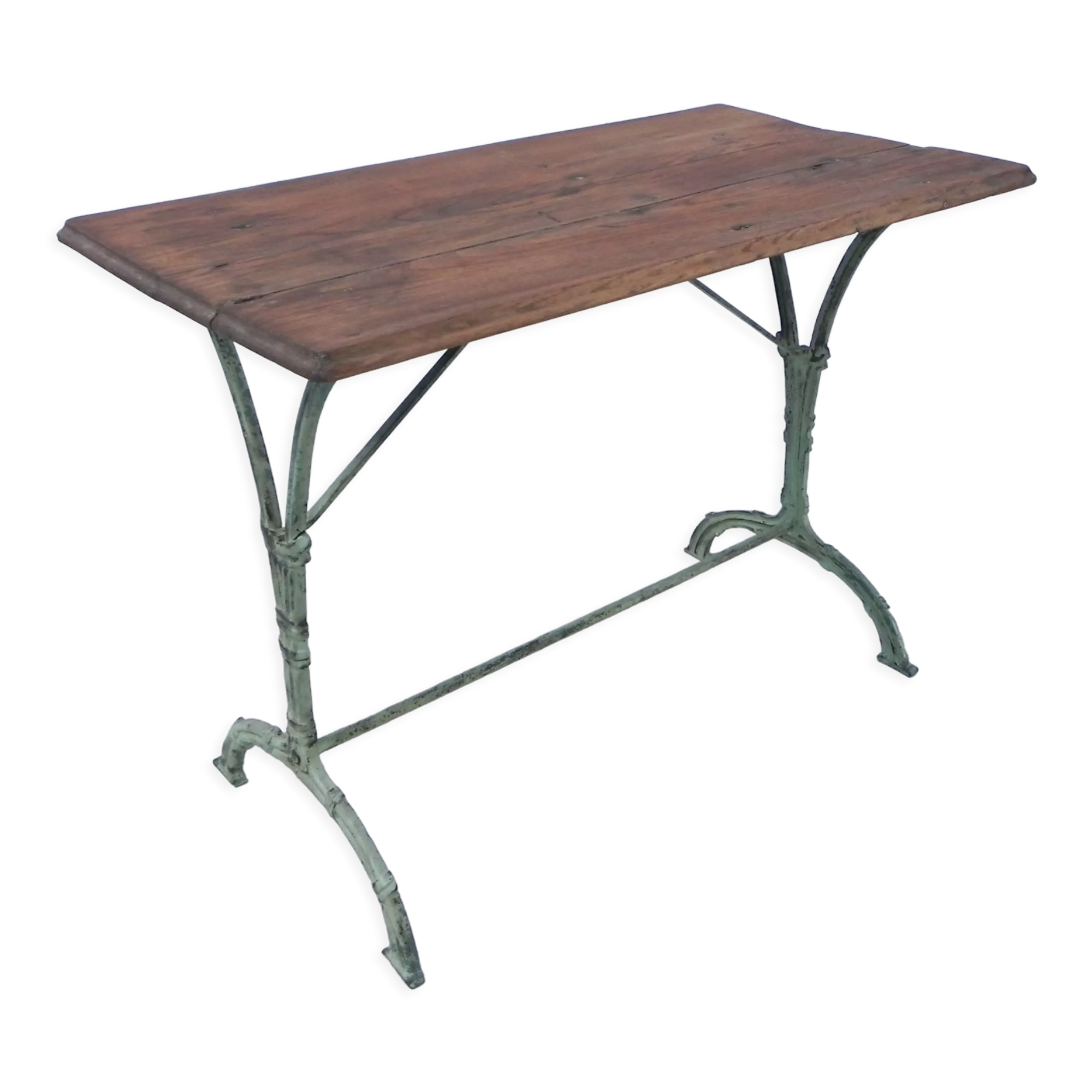 Art nouveau bistro table with cast iron frame
