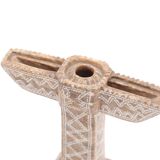 Moroccan candle holder in beige stone, 1970s