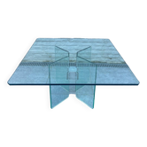 Square glass coffee table by Peter Gyzchy 1970
