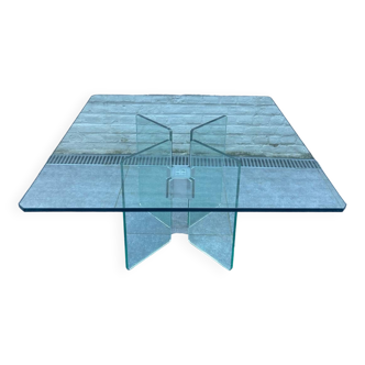 Square glass coffee table by Peter Gyzchy 1970