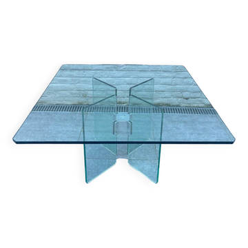 Table basse carrée en verre par Peter Gyzchy 1970