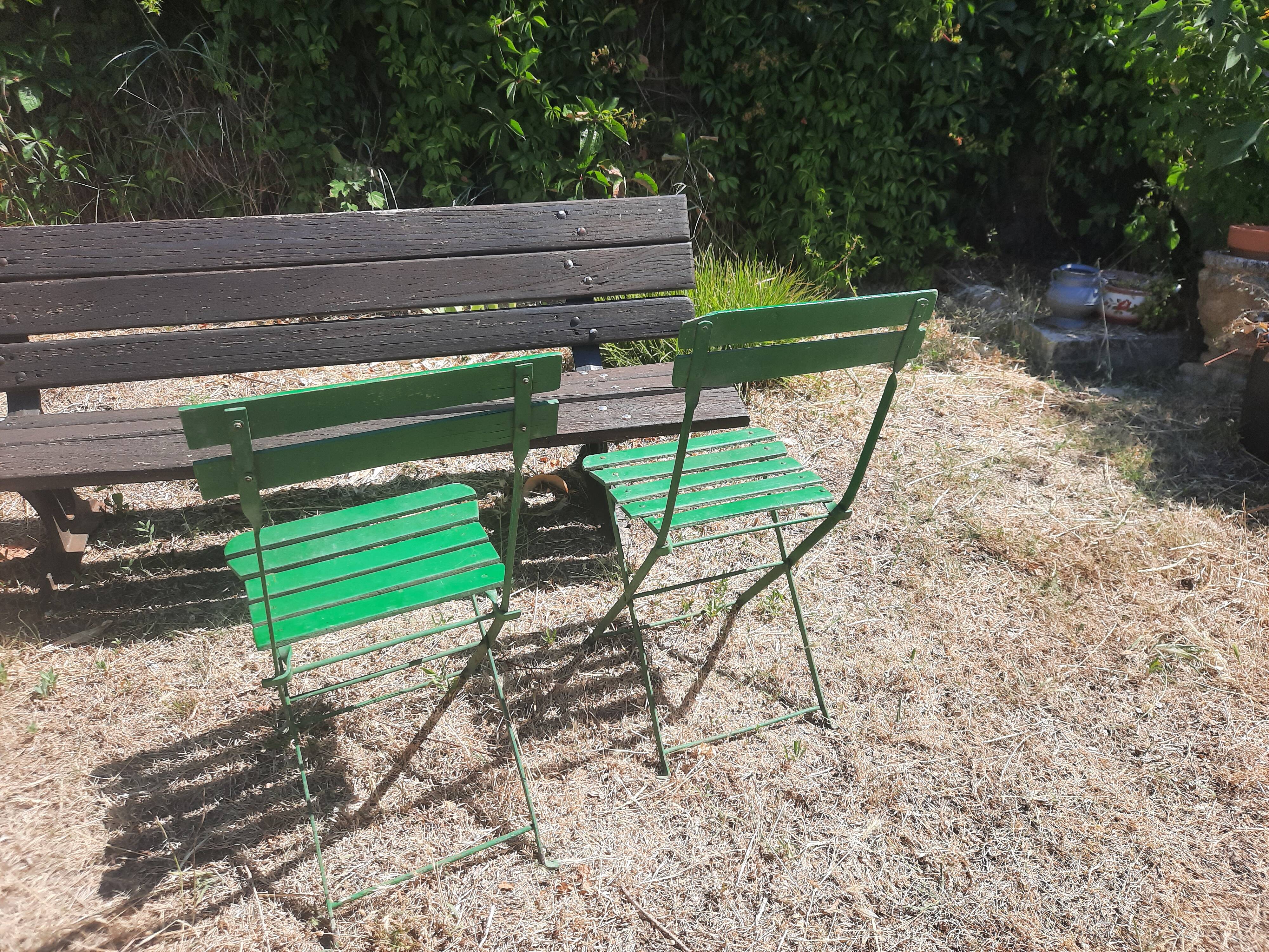 Pair of folding garden chairs