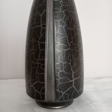 Large iridescent black art deco design vase