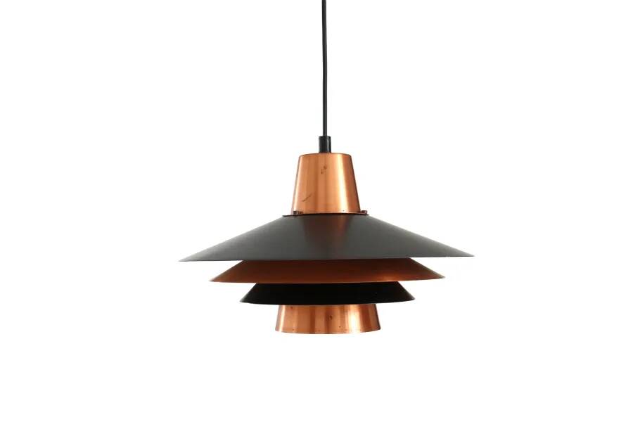 Vintage copper with black Danish design pendant hanging lamp