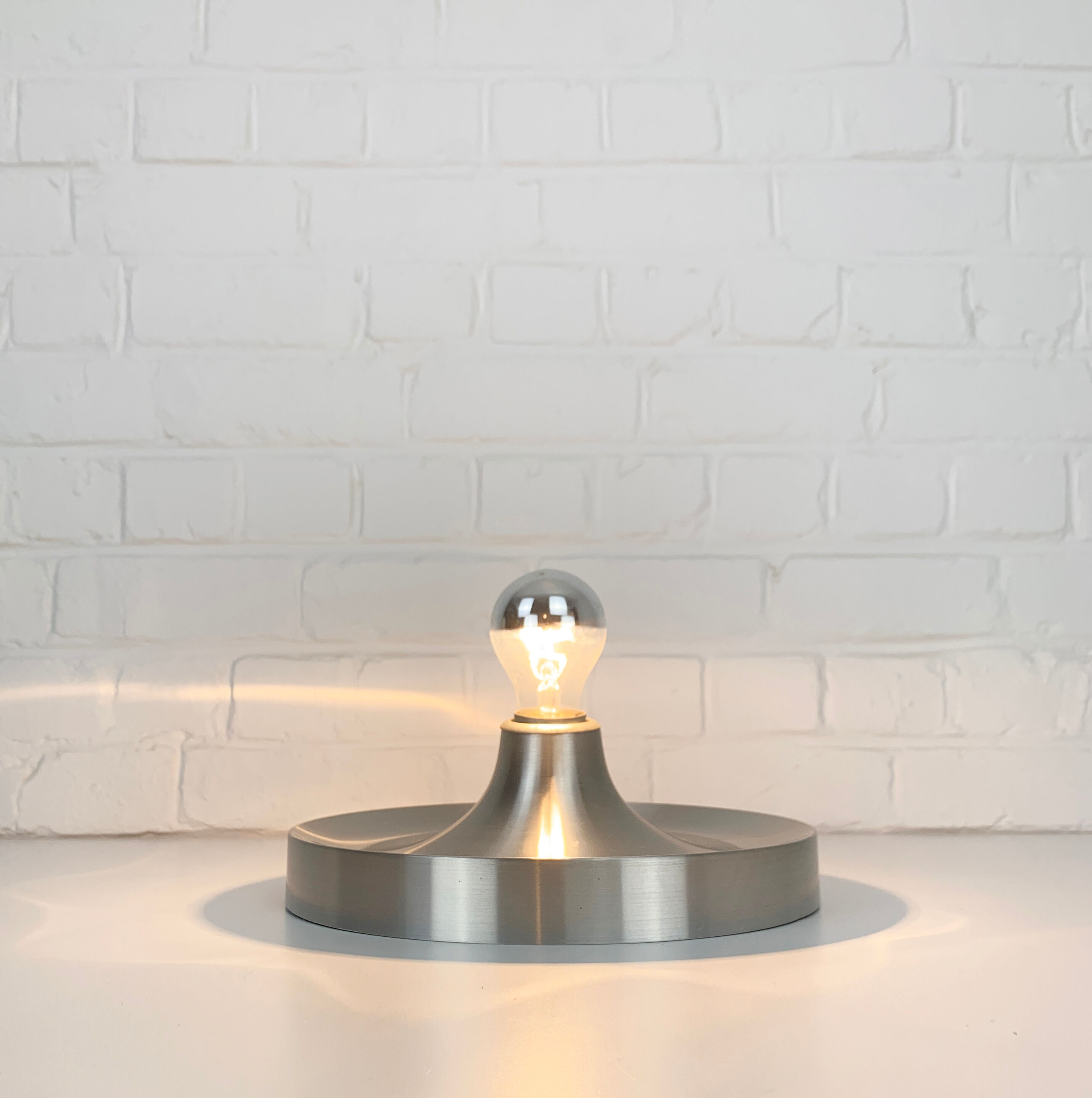 Brushed aluminum space age wall lamp, Flush Light, Germany 1960-70
