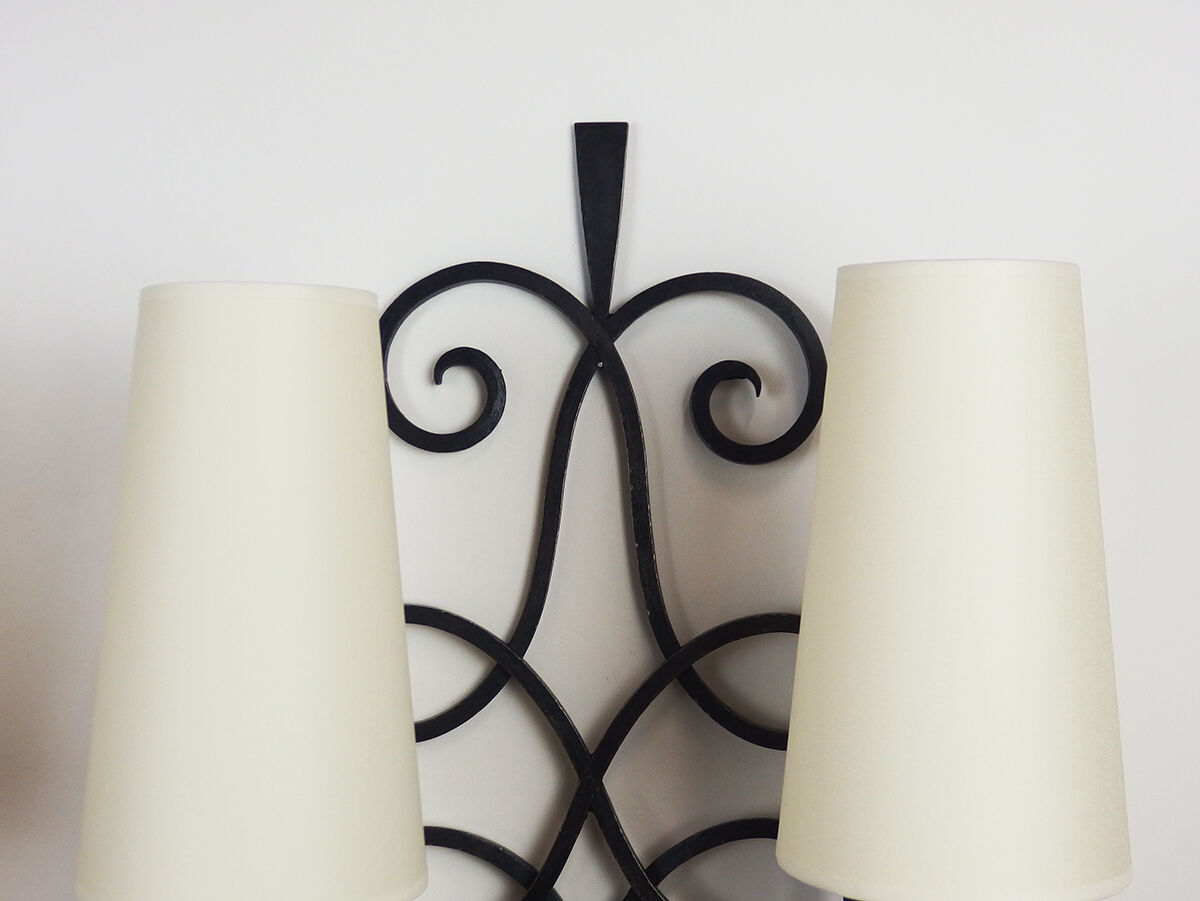 Pair of Wrought Iron Art Deco wall lamps