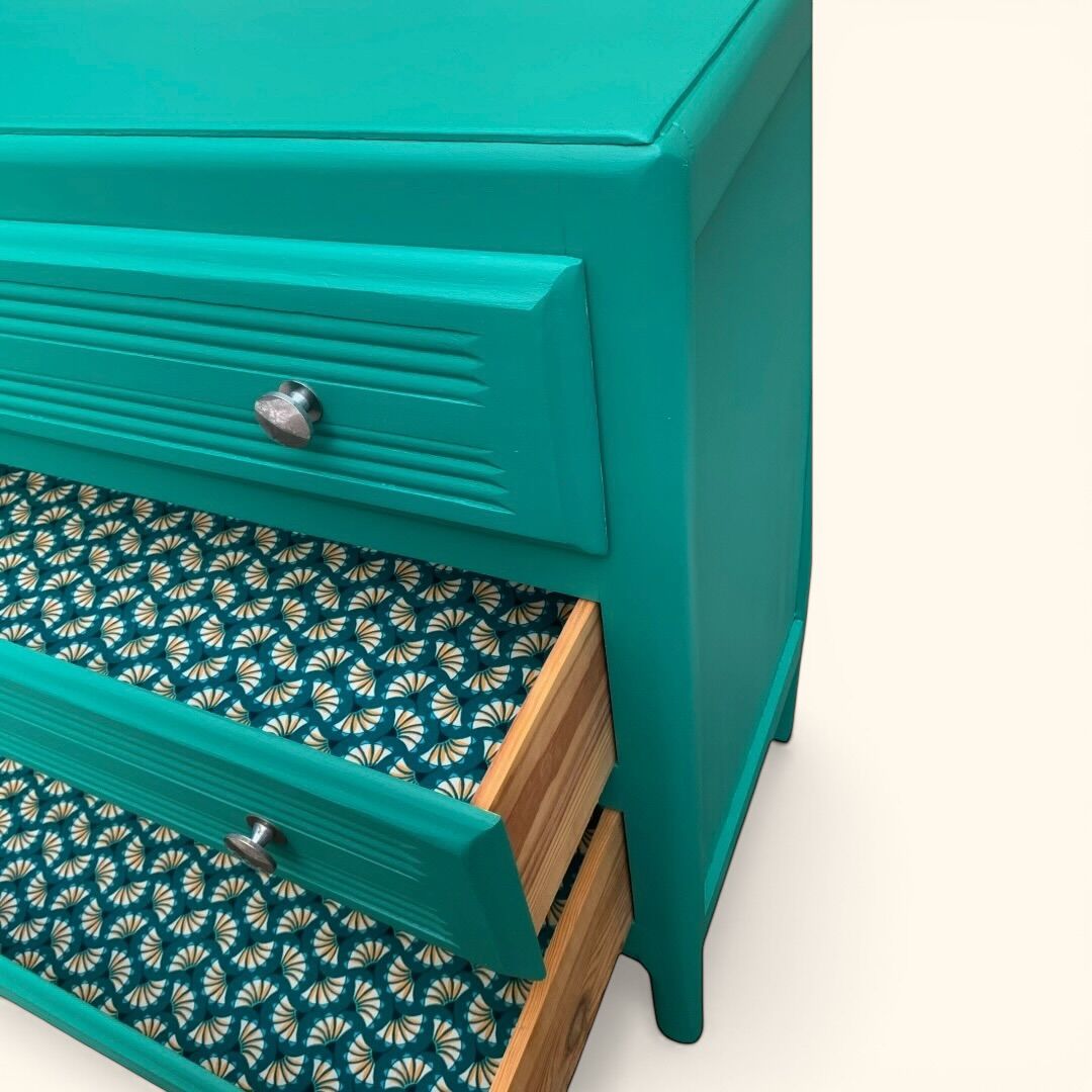 Commode art déco vert émeraude