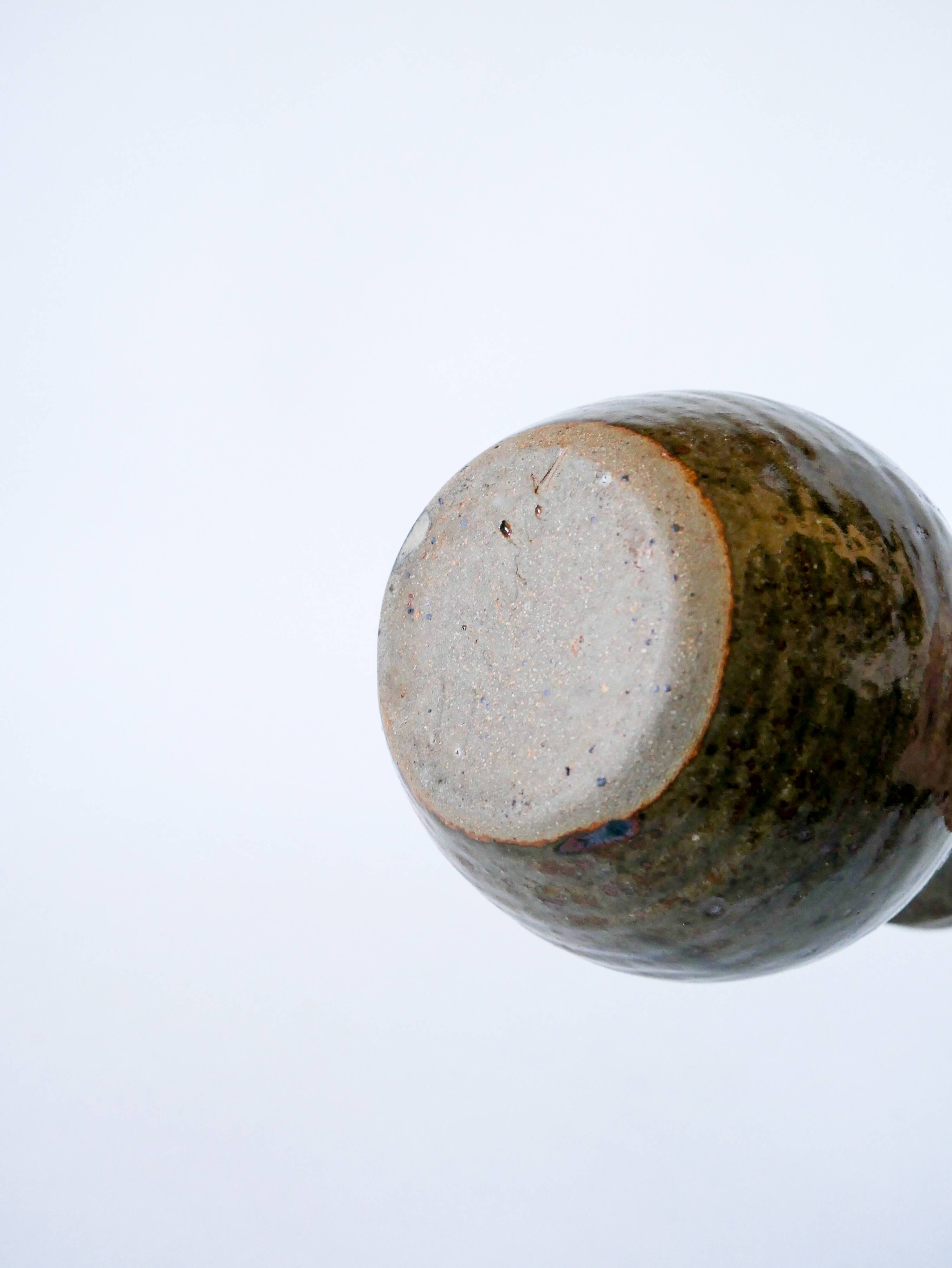 Small pitcher in dark brown glazed stoneware 1970