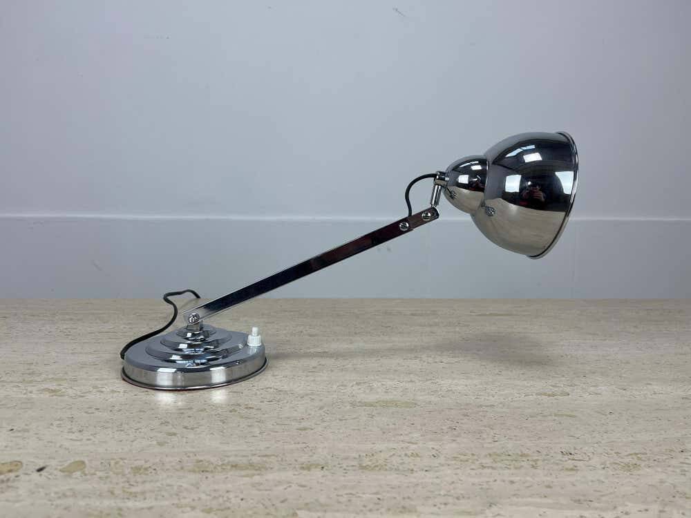Modernist Art Deco desk lamp, chrome metal, 1930s/40s
