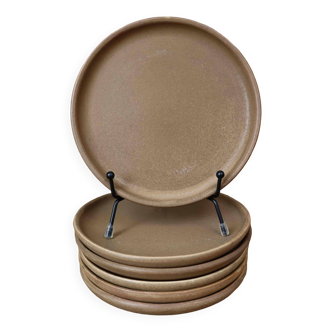 Set de 6 assiettes plates en grès vintage