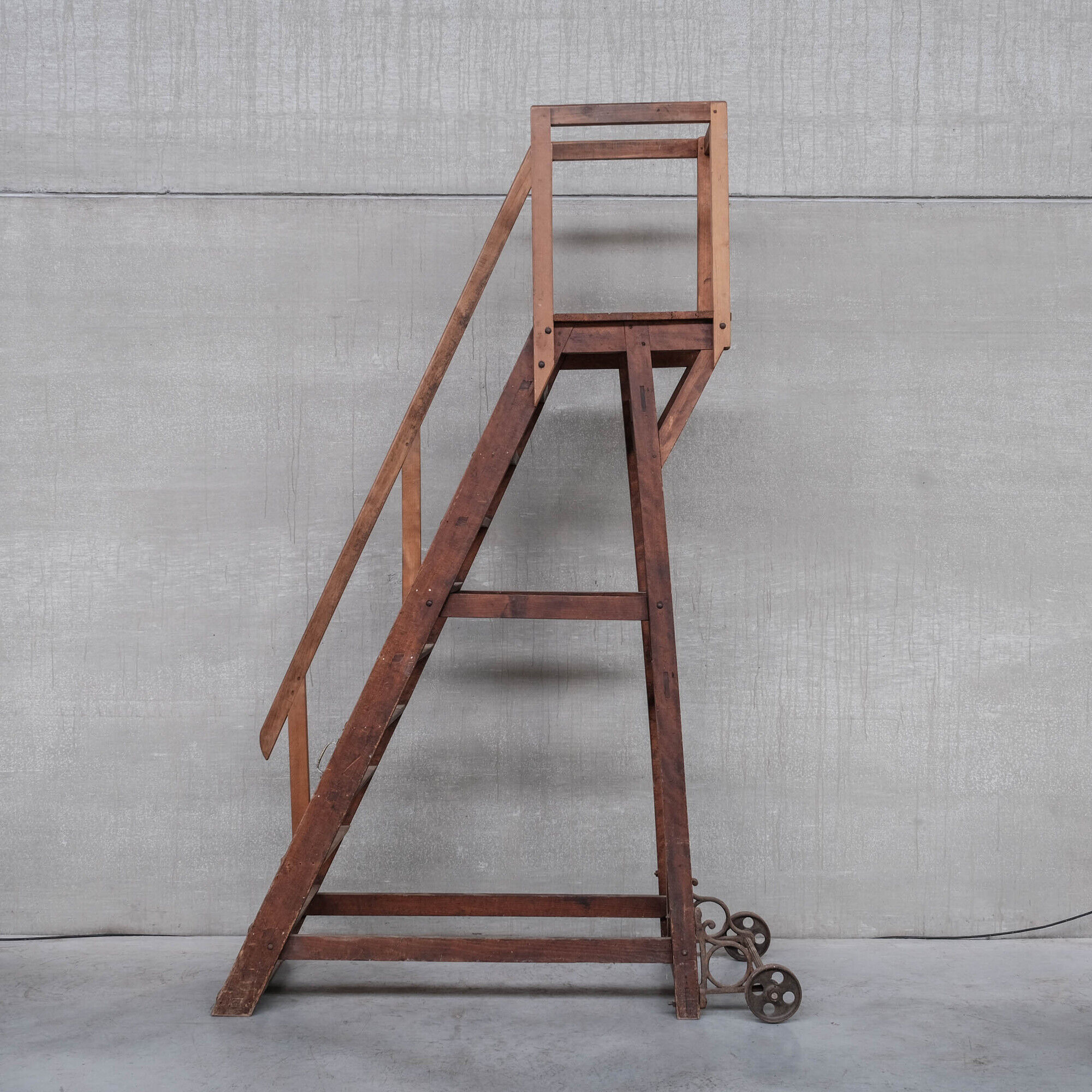 Antique industrial wooden french staircase