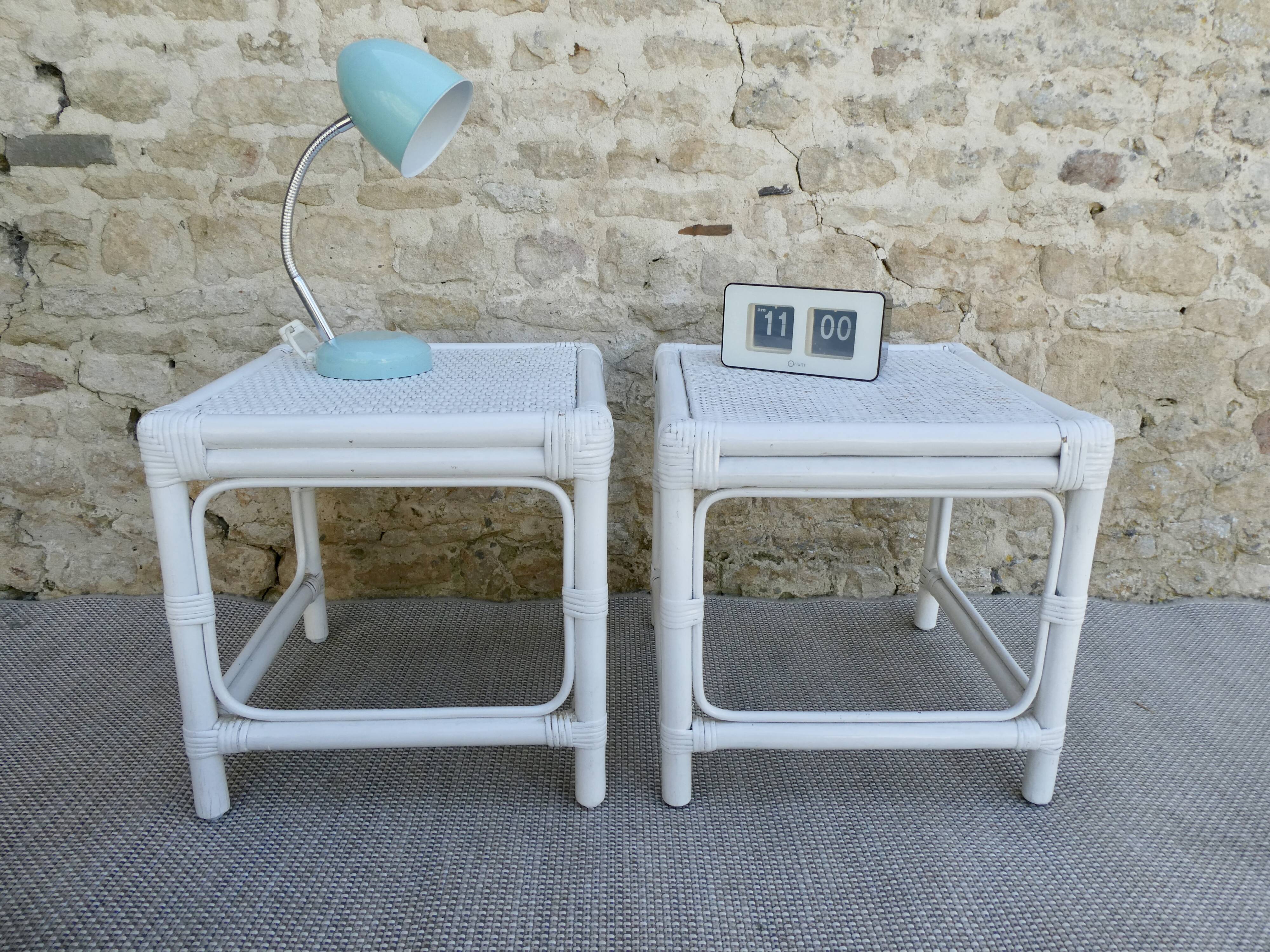 Pair of bedside or rattan sofa tips, 70s-80s