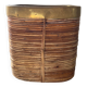 Rattan plant pot rimmed with brass from the 60s and 70s